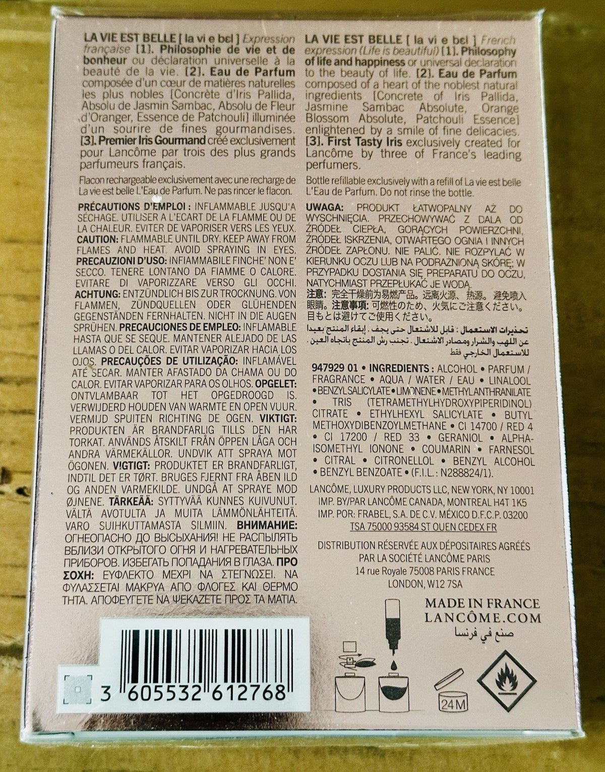 Lancôme La Vie Est Belle EDP box back