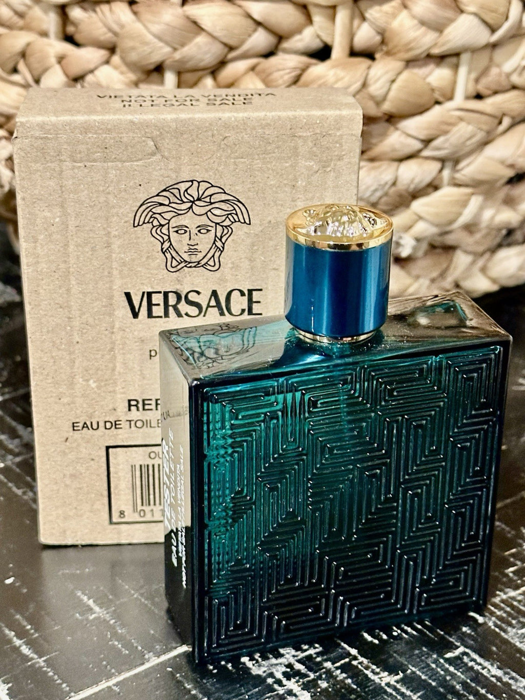 Versace Eros EDT bottle beside box