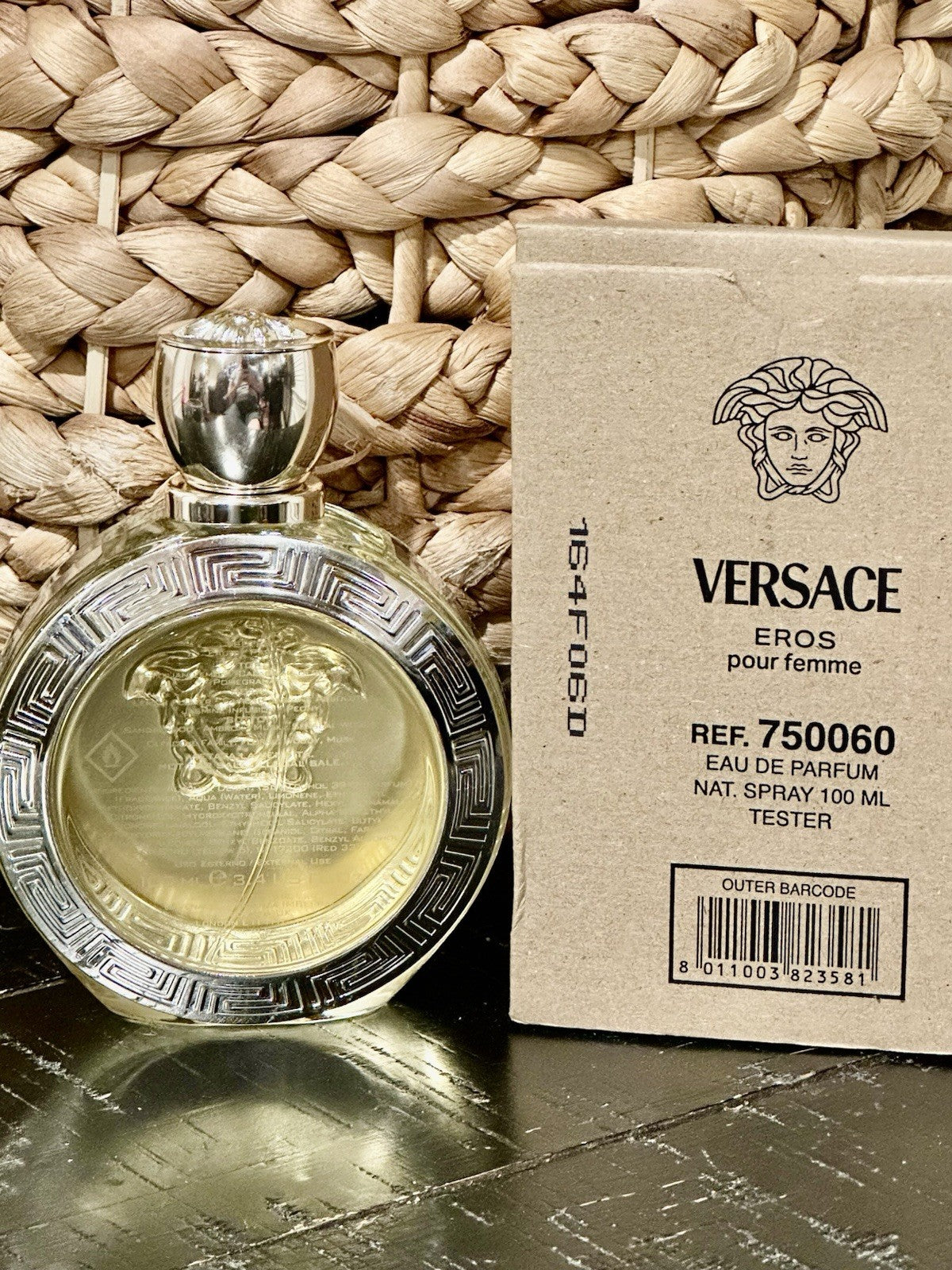Versace Eros for Women EDP bottle beside box