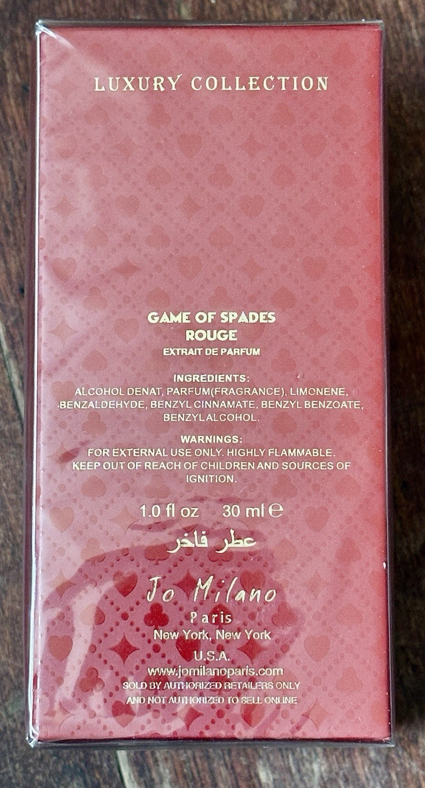 Jo Milano Game of Spades Rouge bottle