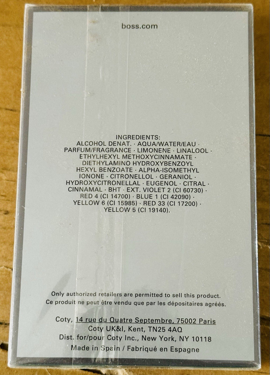 Hugo Boss BOSS Selection EDT box back