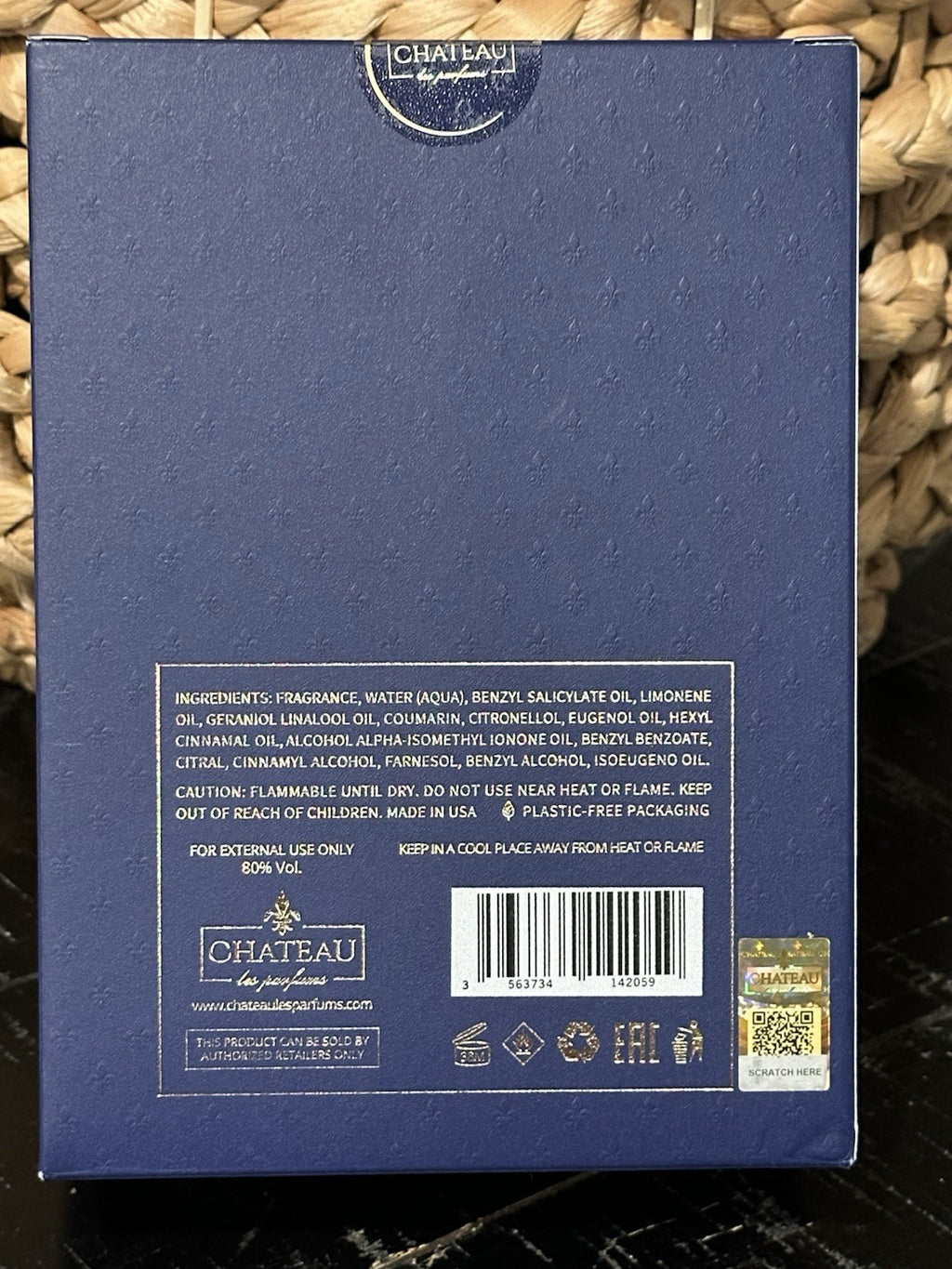 Chateau Les Parfums Vivino box back with ingredients