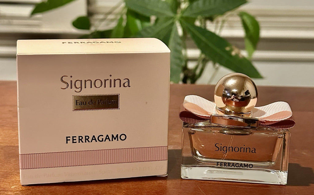 Salvatore Ferragamo Signorina Eau de Parfum for women, elegant perfume bottle with floral and sophisticated design.