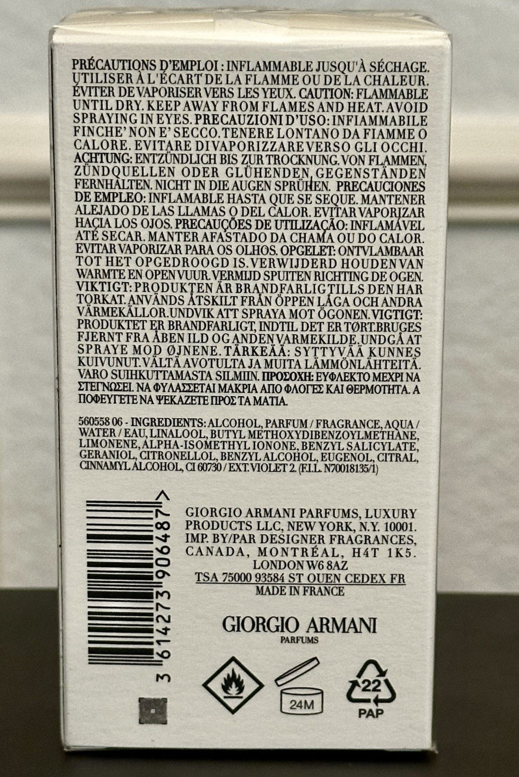 Acqua di Gio Parfum bottle side