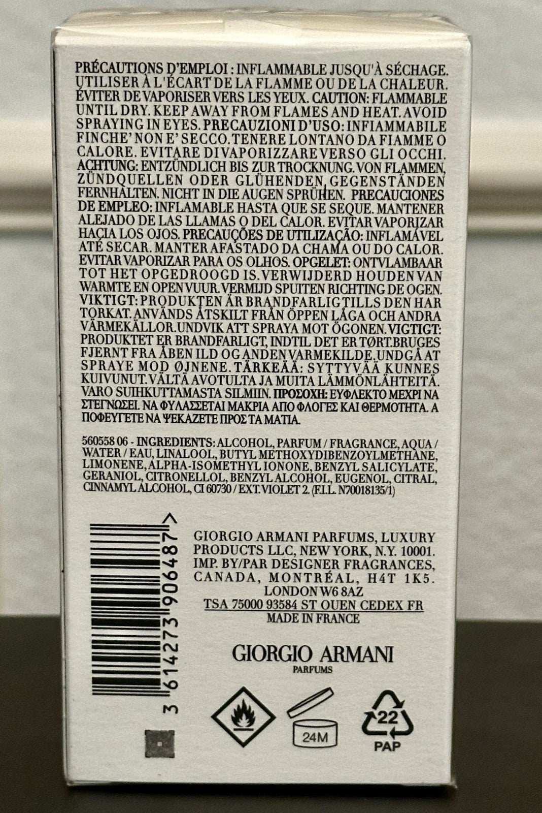 Acqua di Gio Parfum bottle side
