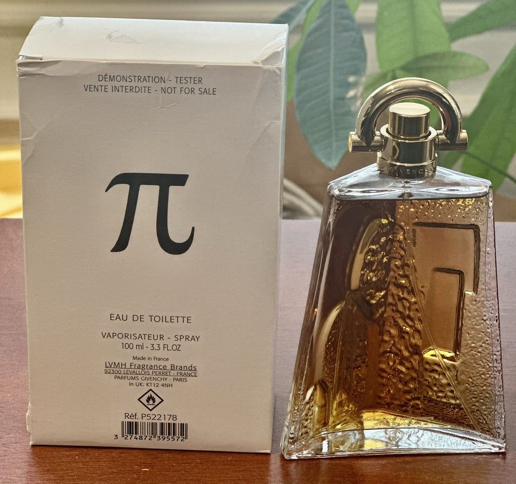 Givenchy Pi men's fragrance bottle, 100 ml, with sleek design and minimalist label, on a neutral background.