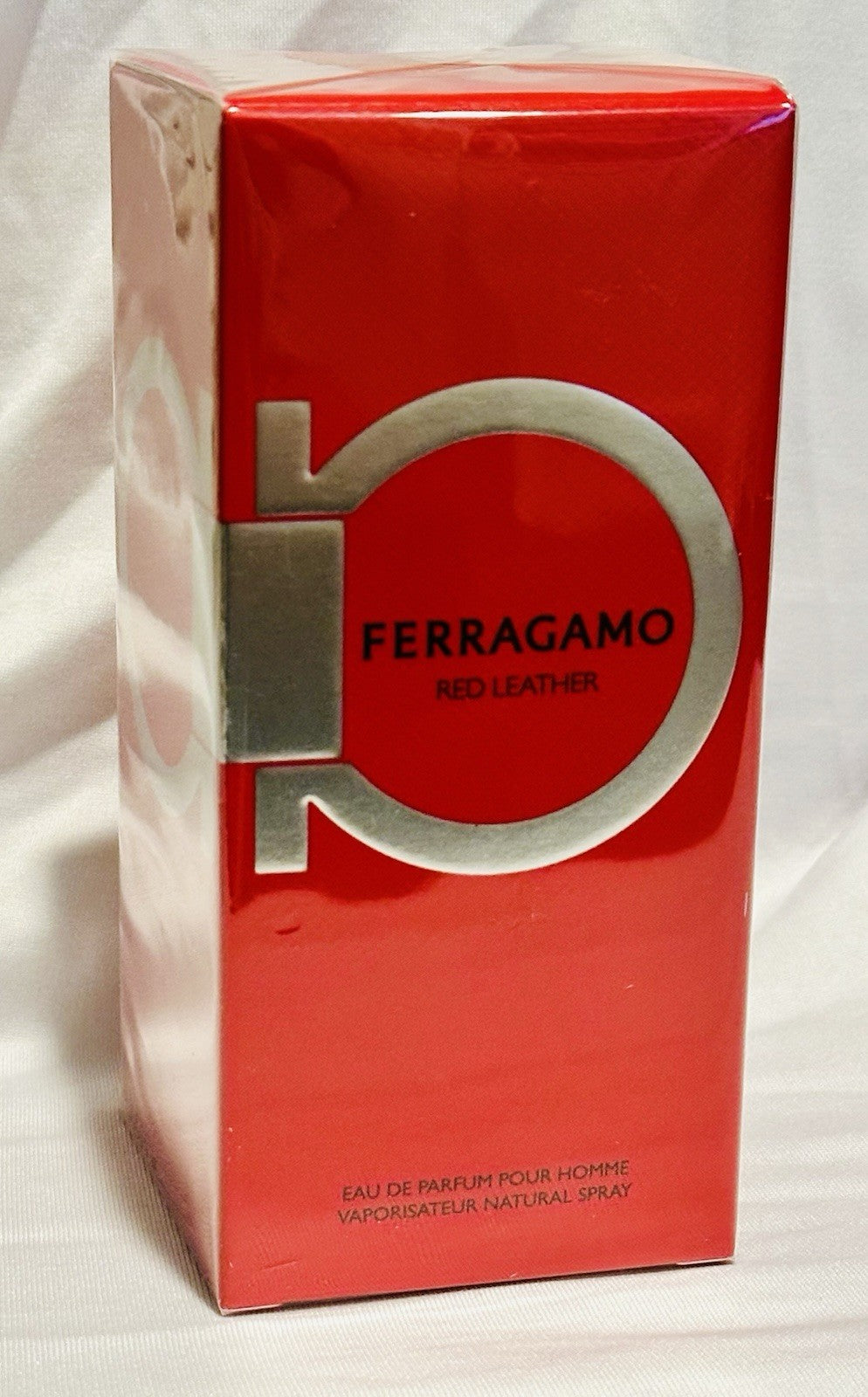 Ferragamo Red Leather Pour Homme EDP box